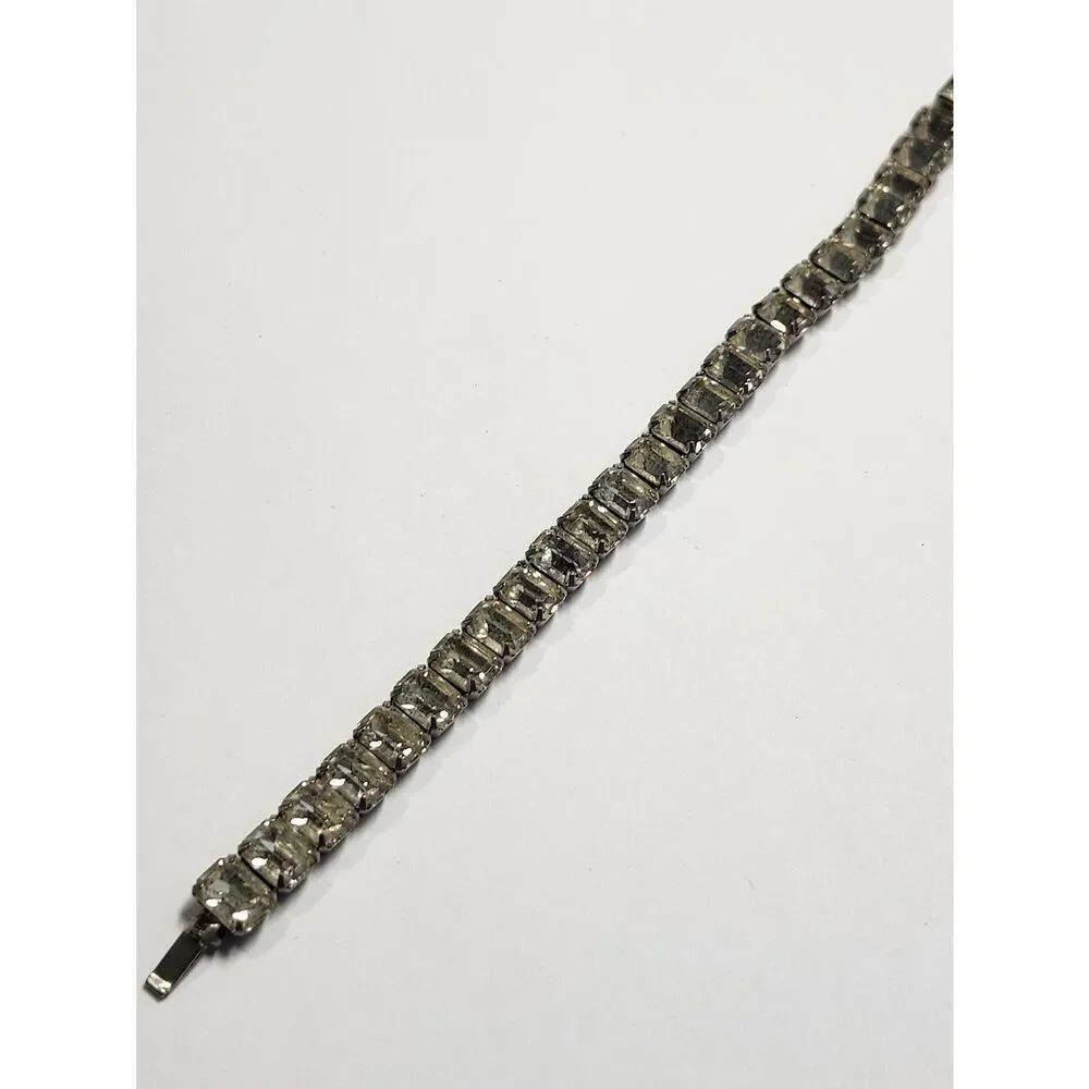 Crystal Tennis Bracelet - Clear Rhinestone Row Vintage